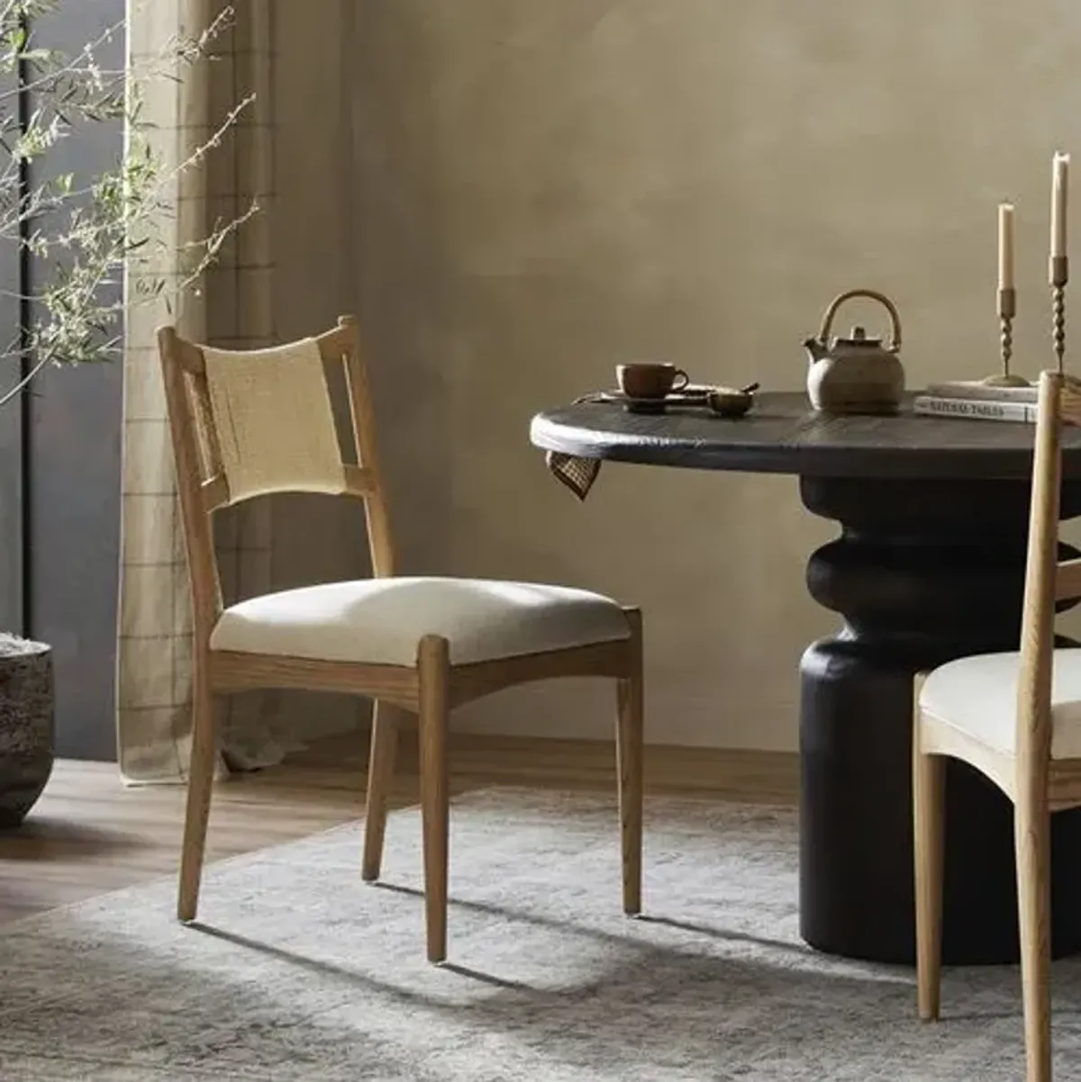 Olive Dining Chair - Antwerp Natural Linen/Paper Cord - Brown