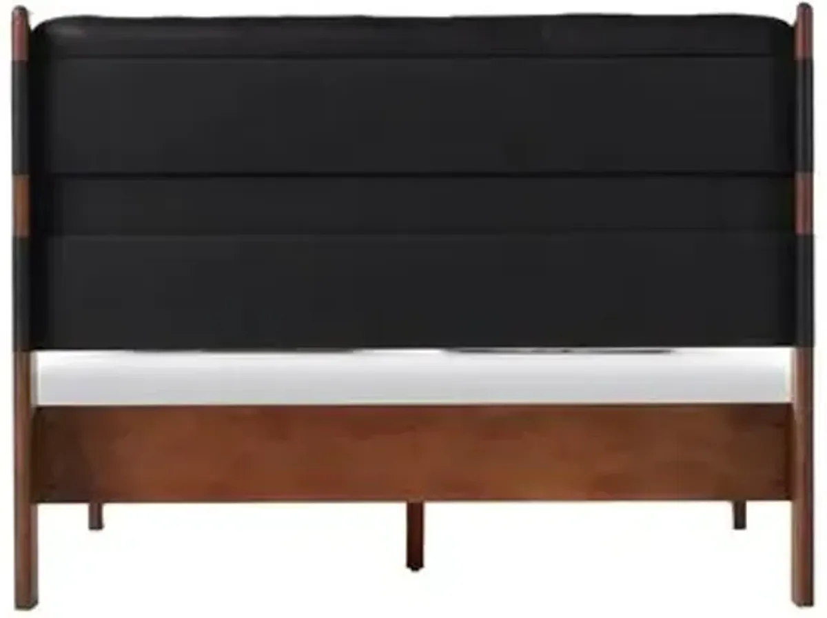 Odin Leather Tufted Bed - Black