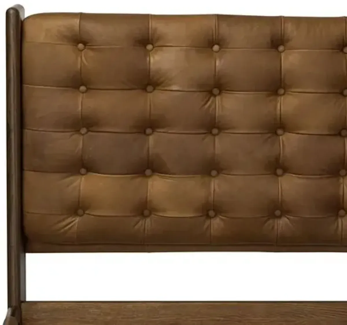 Odin Leather Tufted Bed - Brown