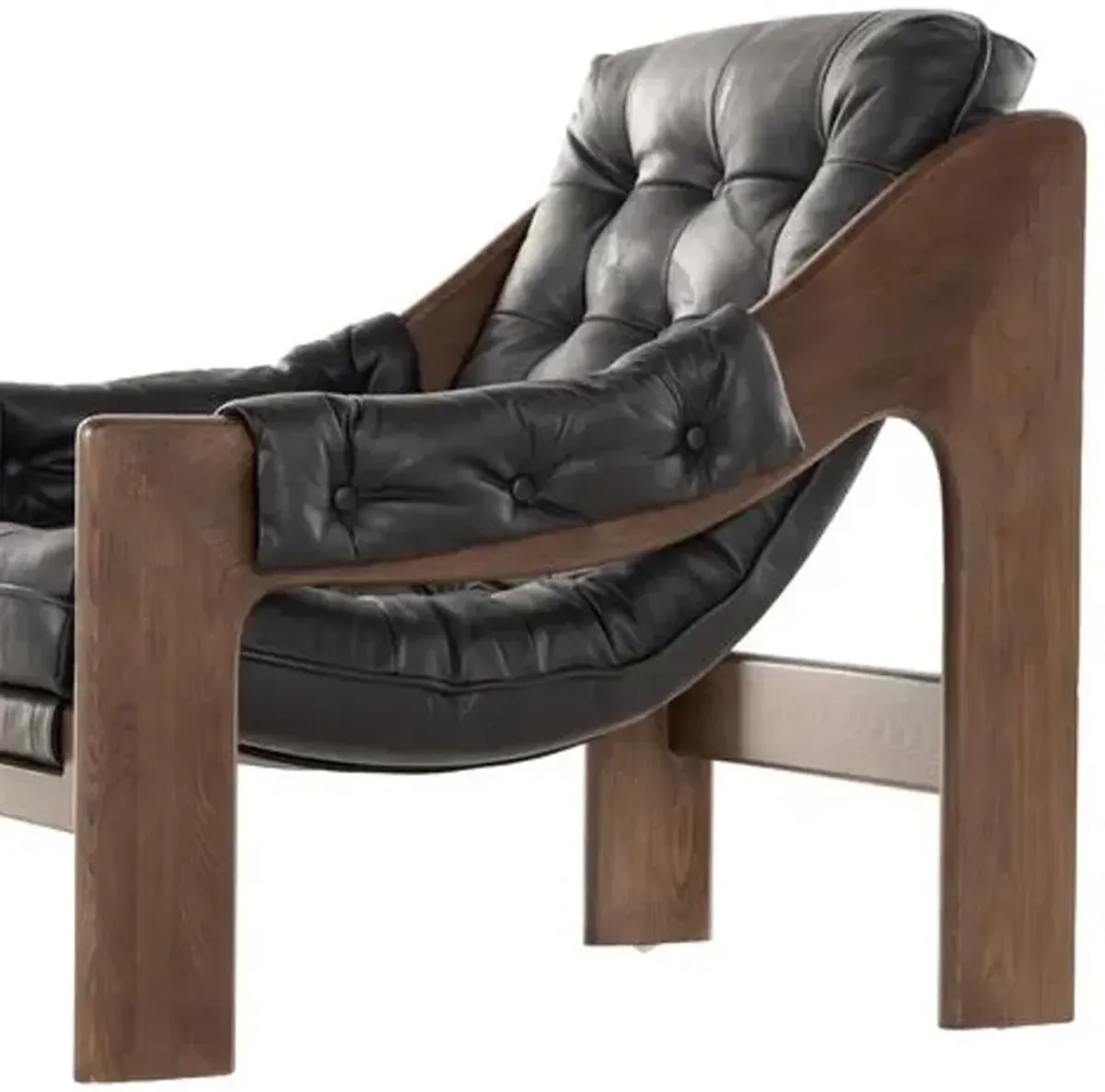 Odin Leather Tufted Sling Chair - Black