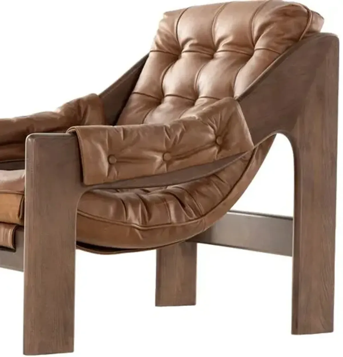 Odin Leather Tufted Sling Chair - Brown