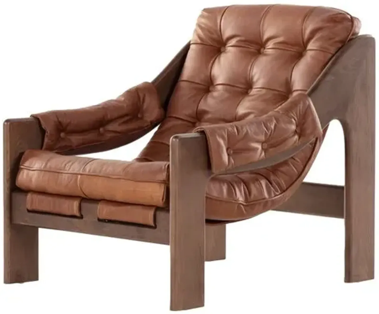 Odin Leather Tufted Sling Chair - Brown