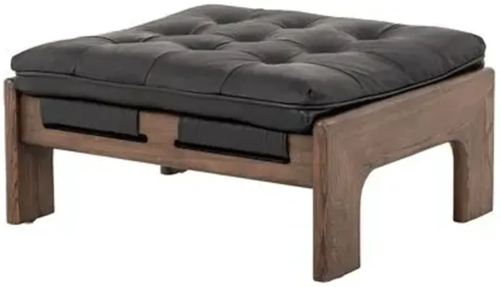 Odin Leather Ottoman - Heirloom Black