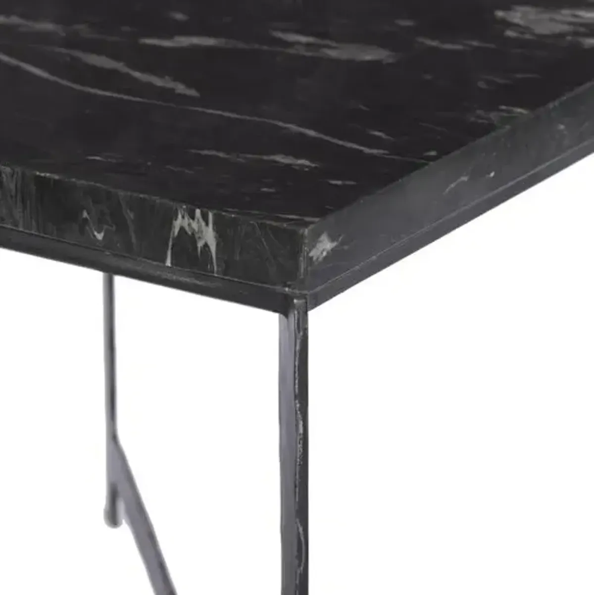 Oakley End Table - Iron/Marble - Black