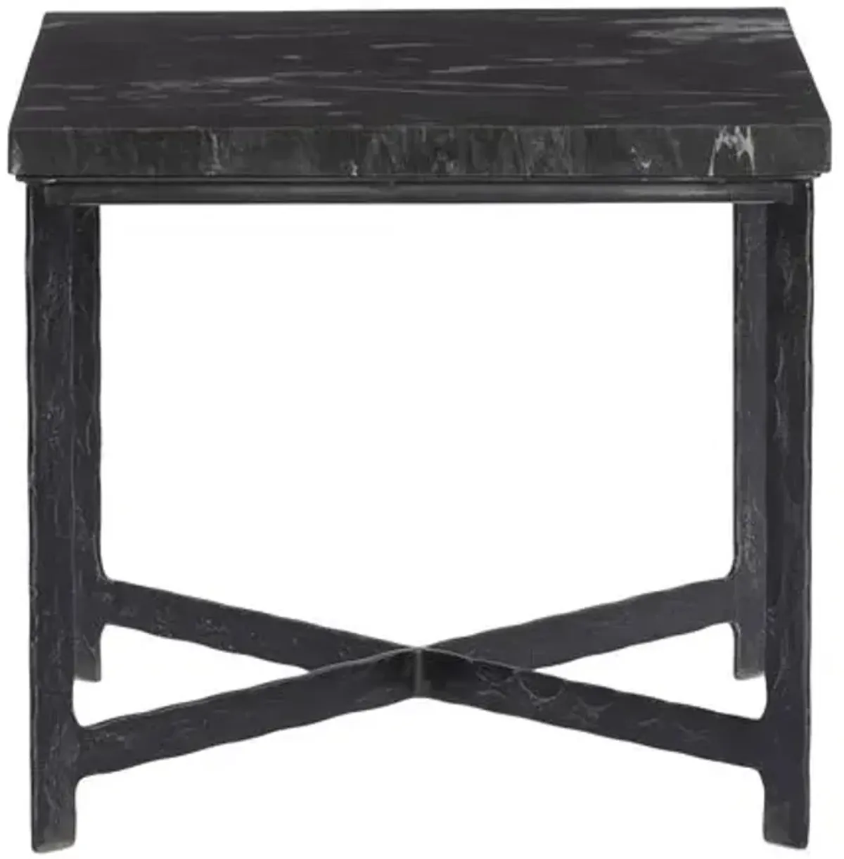 Oakley End Table - Iron/Marble - Black