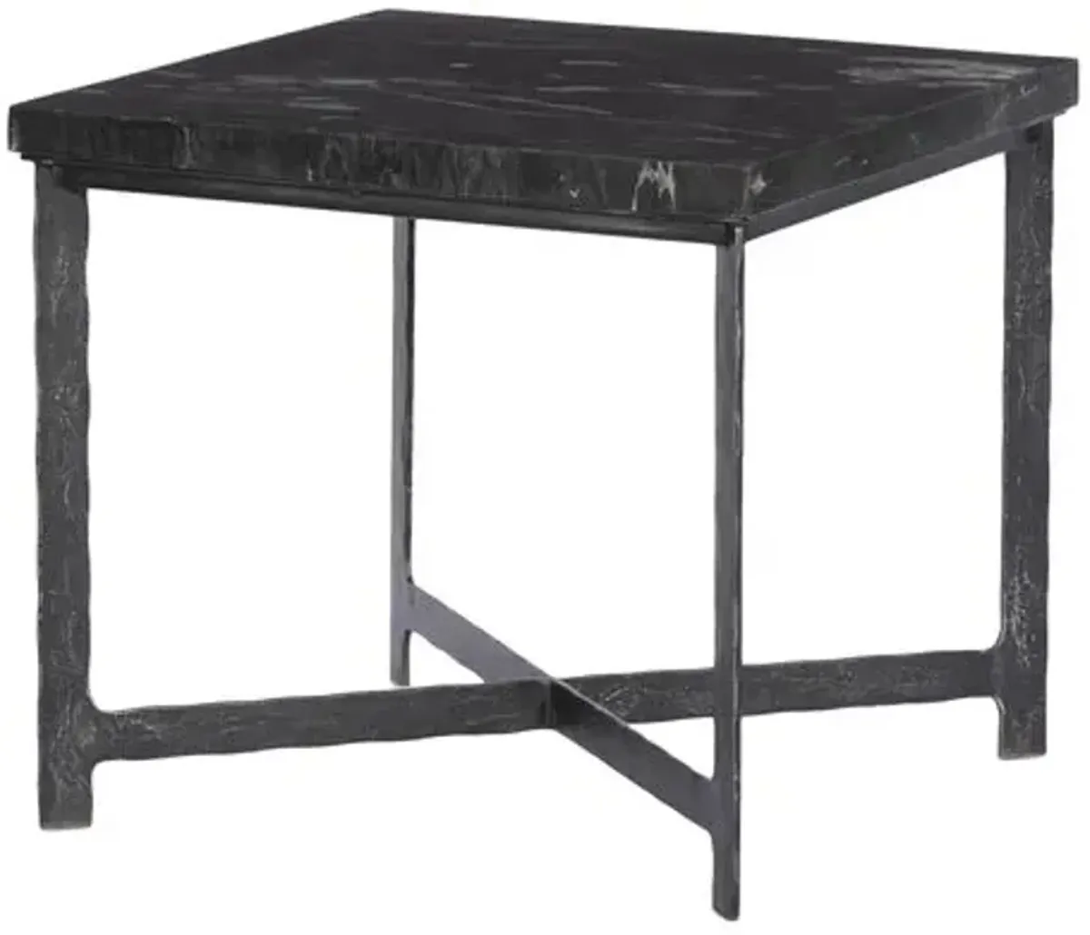 Oakley End Table - Iron/Marble - Black