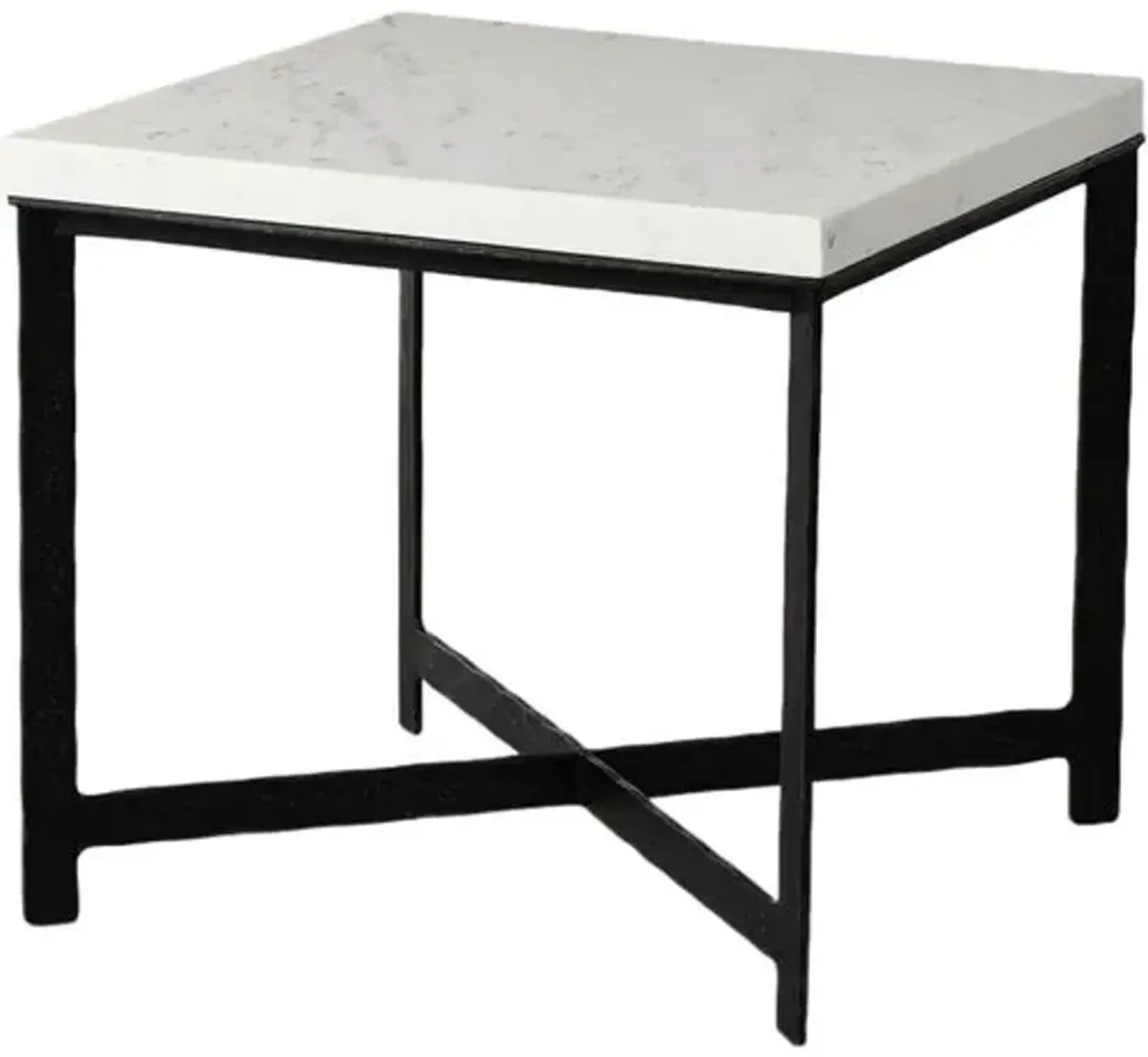 Oakley End Table - Iron/Marble - White