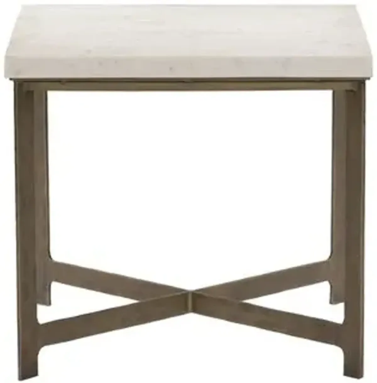 Oakley End Table - Iron/Marble - White