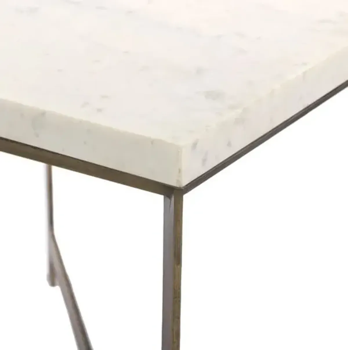 Oakley End Table - Iron/Marble - White