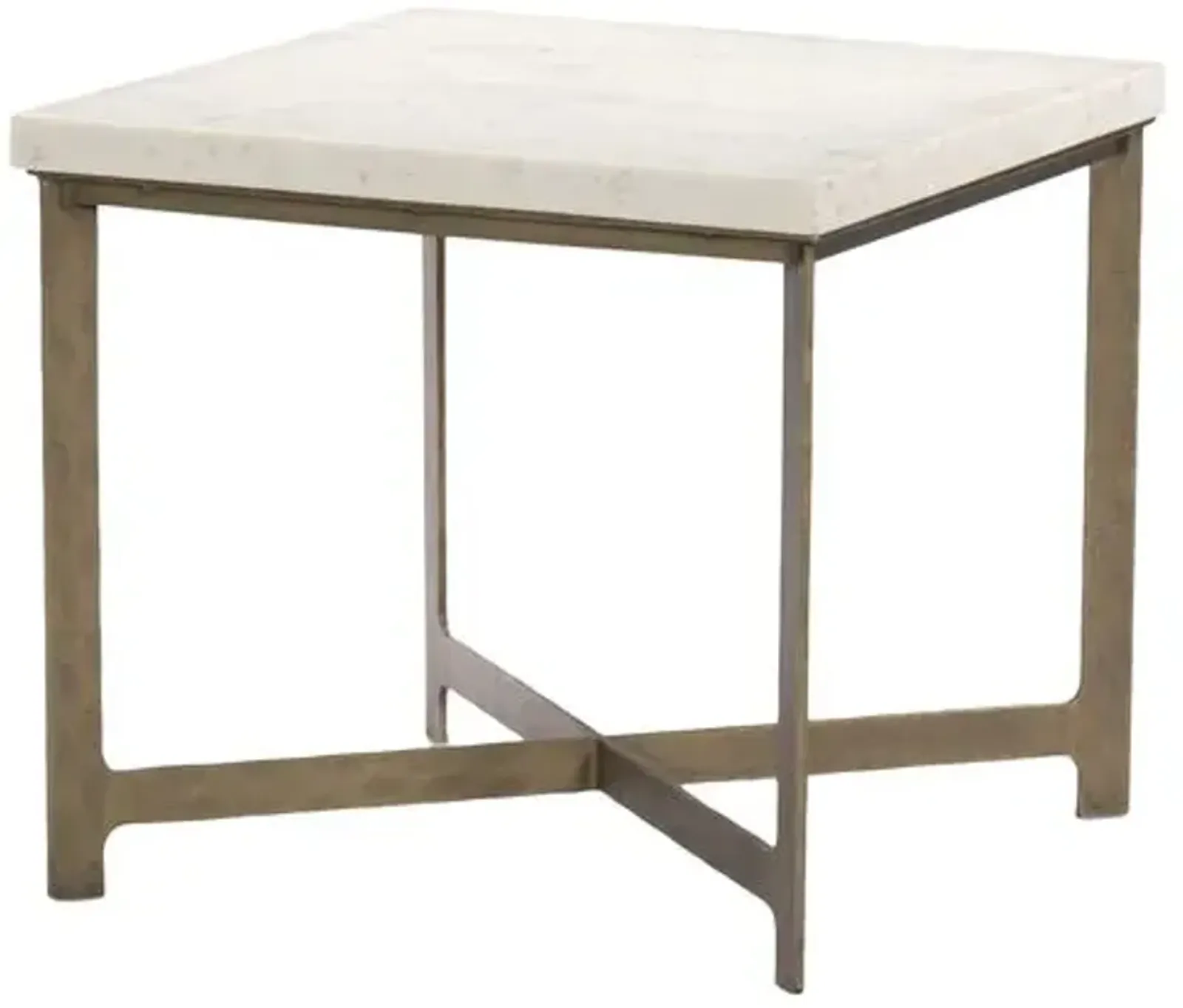 Oakley End Table - Iron/Marble - White