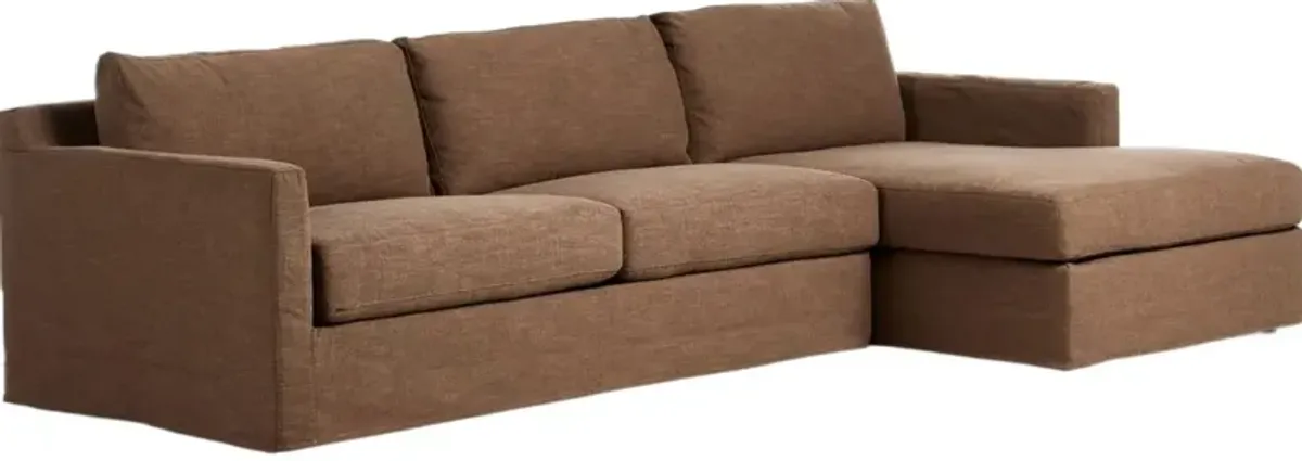 Noor 2-Piece Slipcover Sectional - Performance Linen - Brown