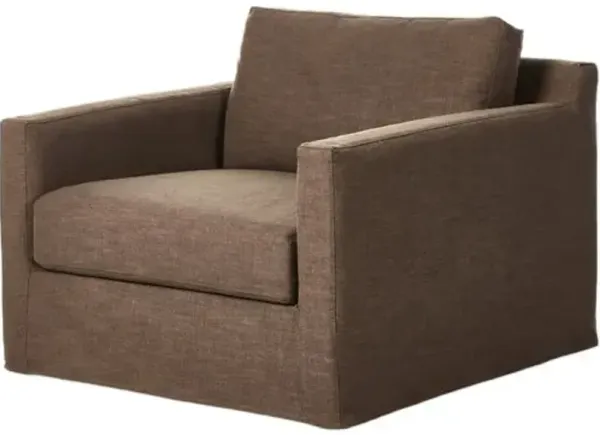 Noor Slipcover Swivel Chair - Performance Linen