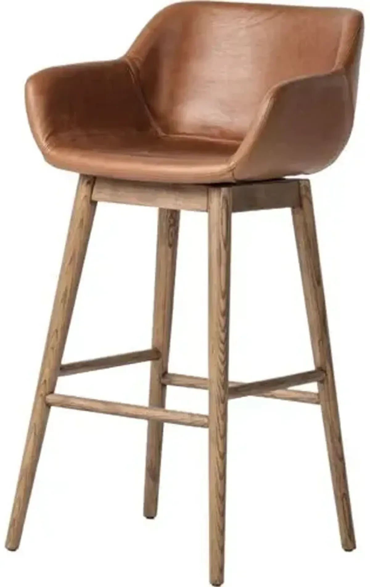 Nolan Leather Swivel Bar Stool - Sonoma Chestnut - Brown