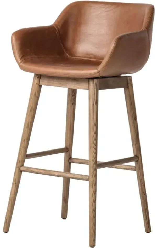 Nolan Leather Swivel Bar Stool, Sonoma Chestnut