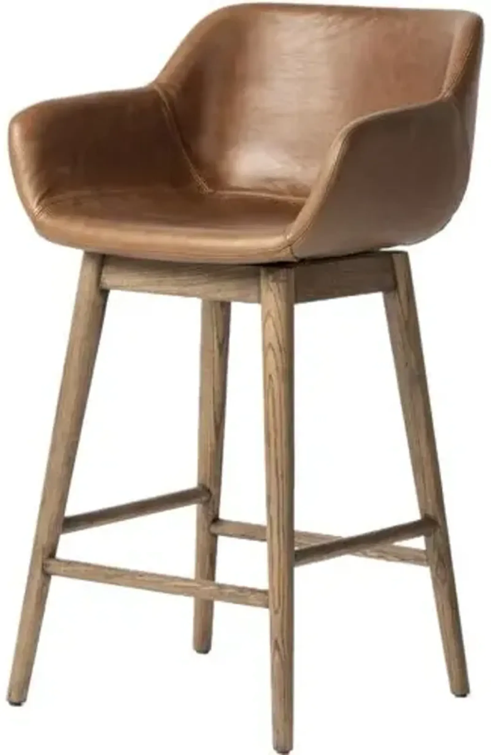 Nolan Leather Swivel Counter Stool - Sonoma Chestnut