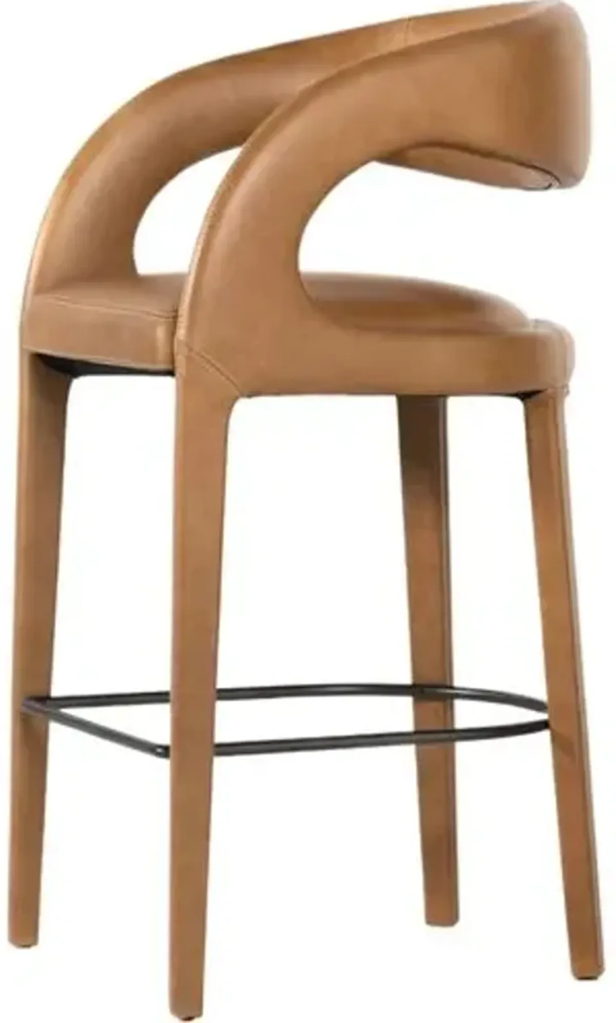 Nina Leather Bar Stool - Brown