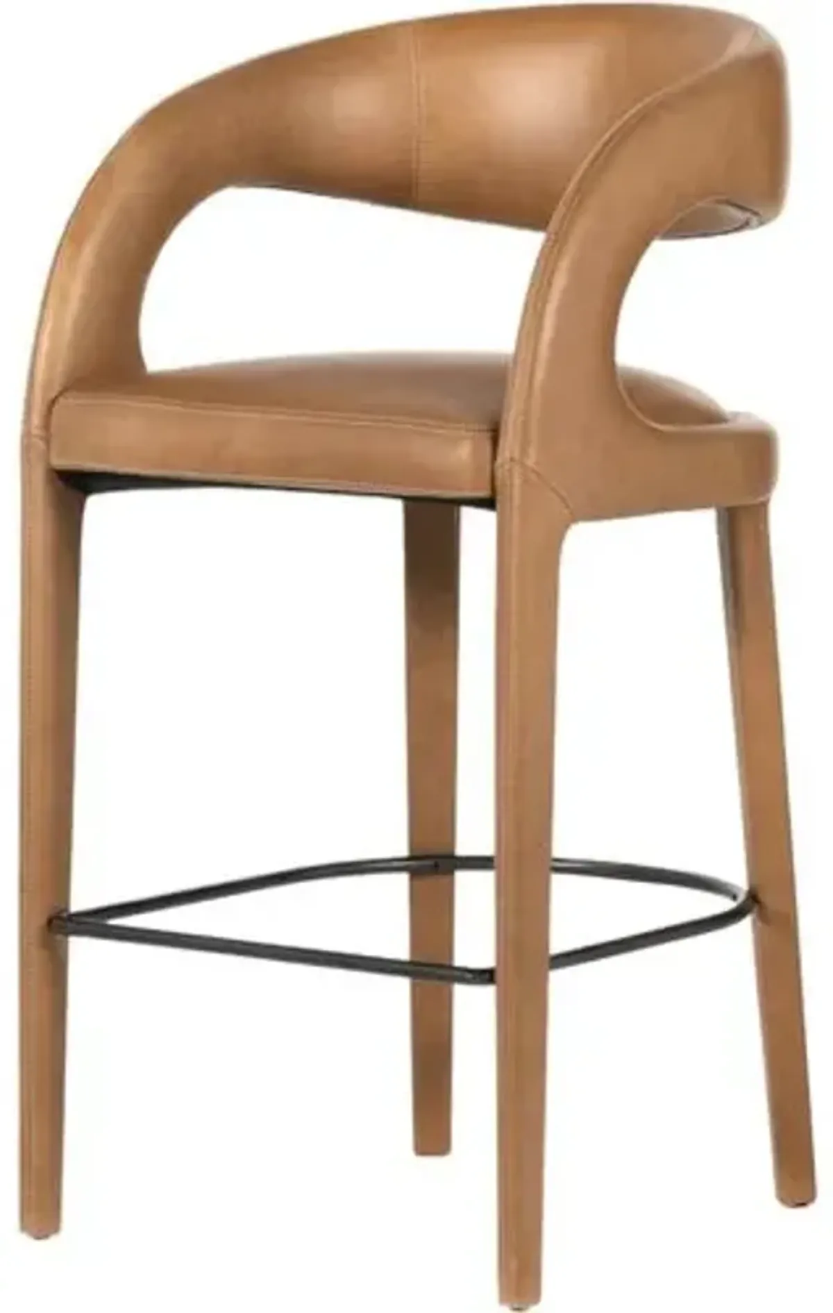 Nina Leather Bar Stool - Brown