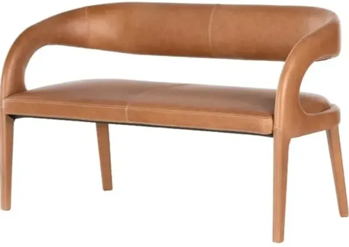 Nina Leather Dining Bench - Sonoma Butterscotch - Brown