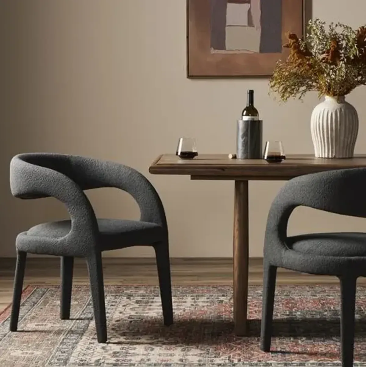 Nina Boucle Dining Chair - Charcoal - Gray