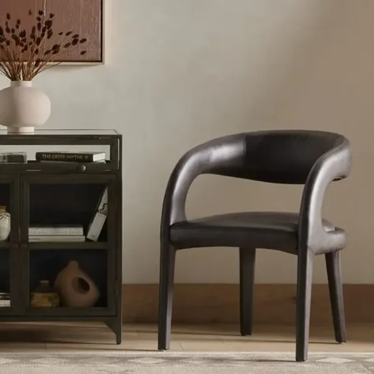 Nina Leather Dining Chair - Black