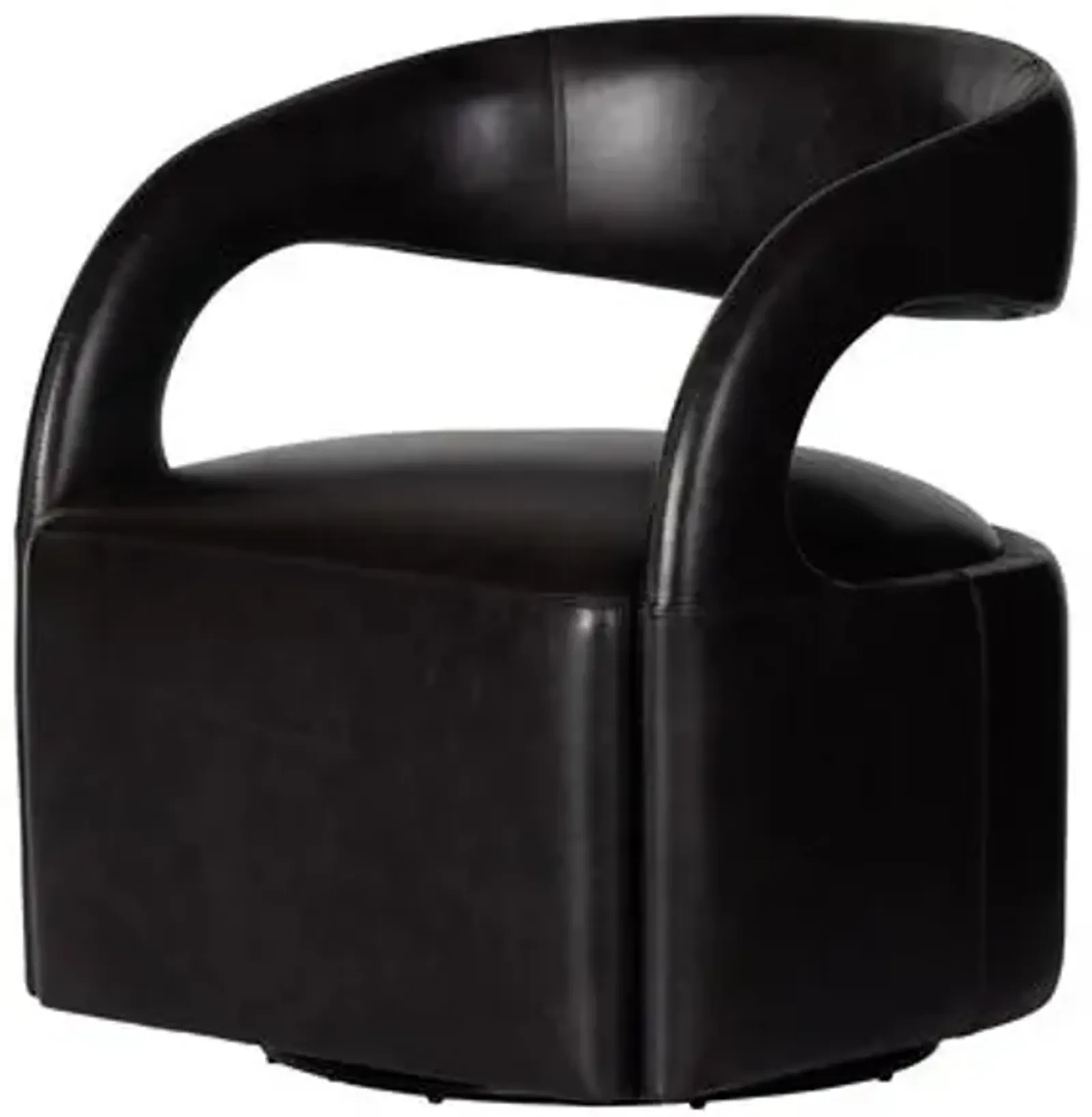 Nina Leather Swivel Chair - Sonoma Black