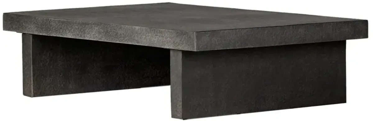 Neve Outdoor Concrete Coffee Table, Distressed Graphite 