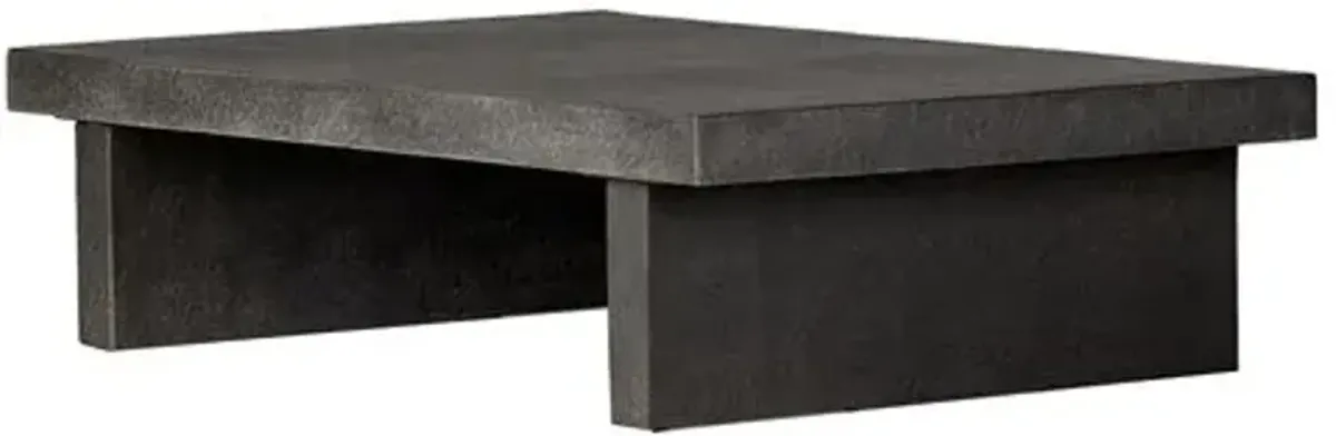 Neve Outdoor Concrete Coffee Table - Distressed Graphite - Gray