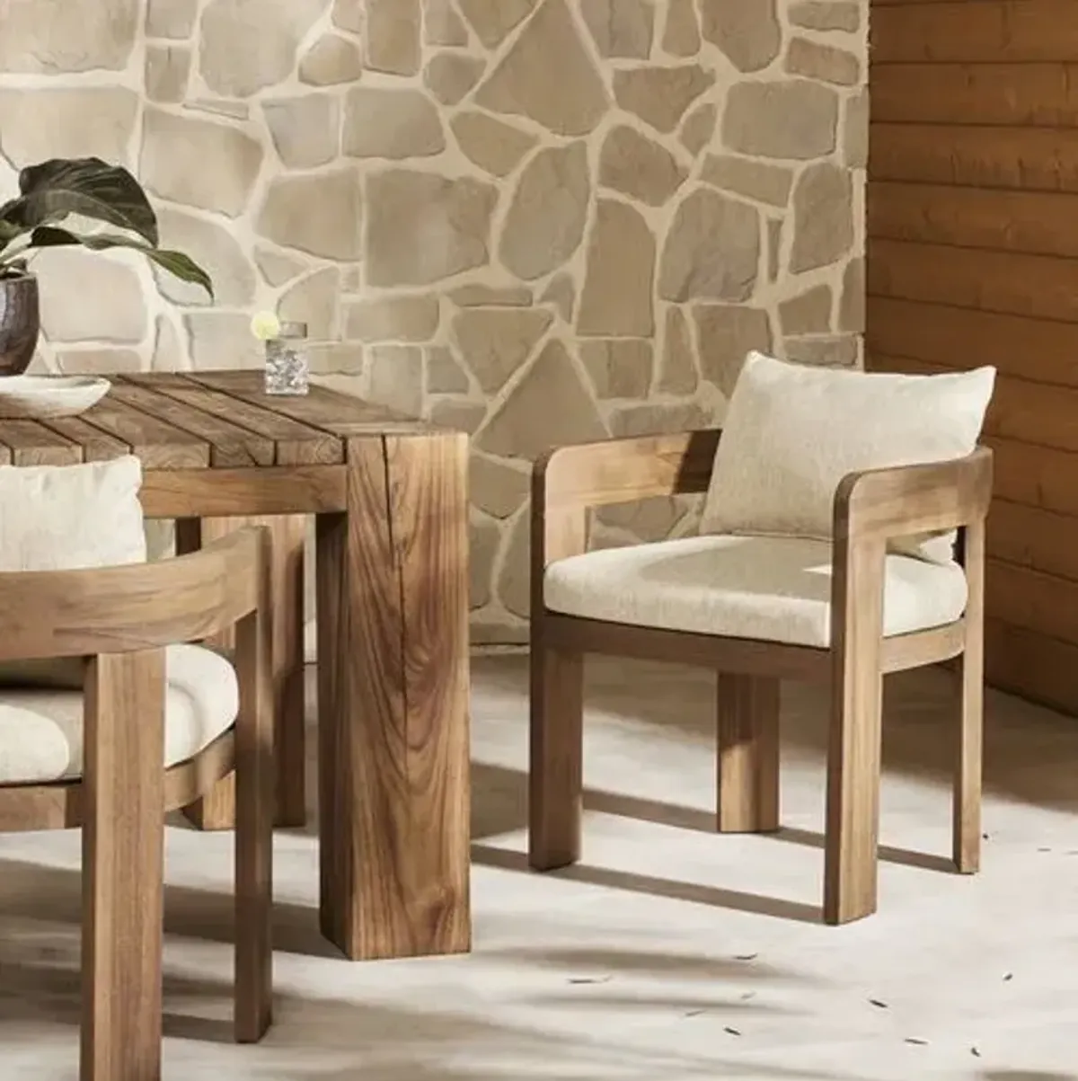 Nash Outdoor Teak Dining Chair - Beige