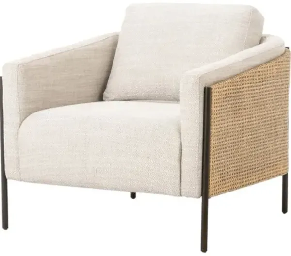 Monroe Rattan Chair - Natural/Gable Taupe Performance - Beige