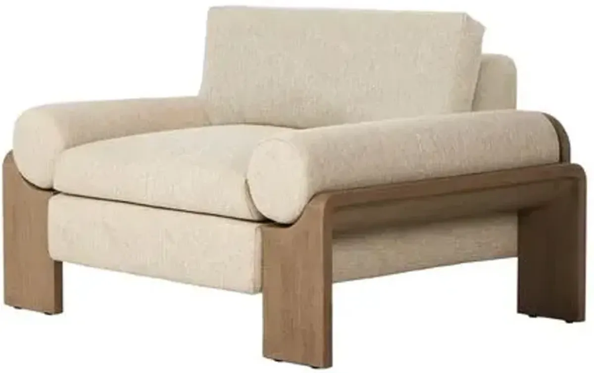 Milo Outdoor Teak Lounge Chair - Beige