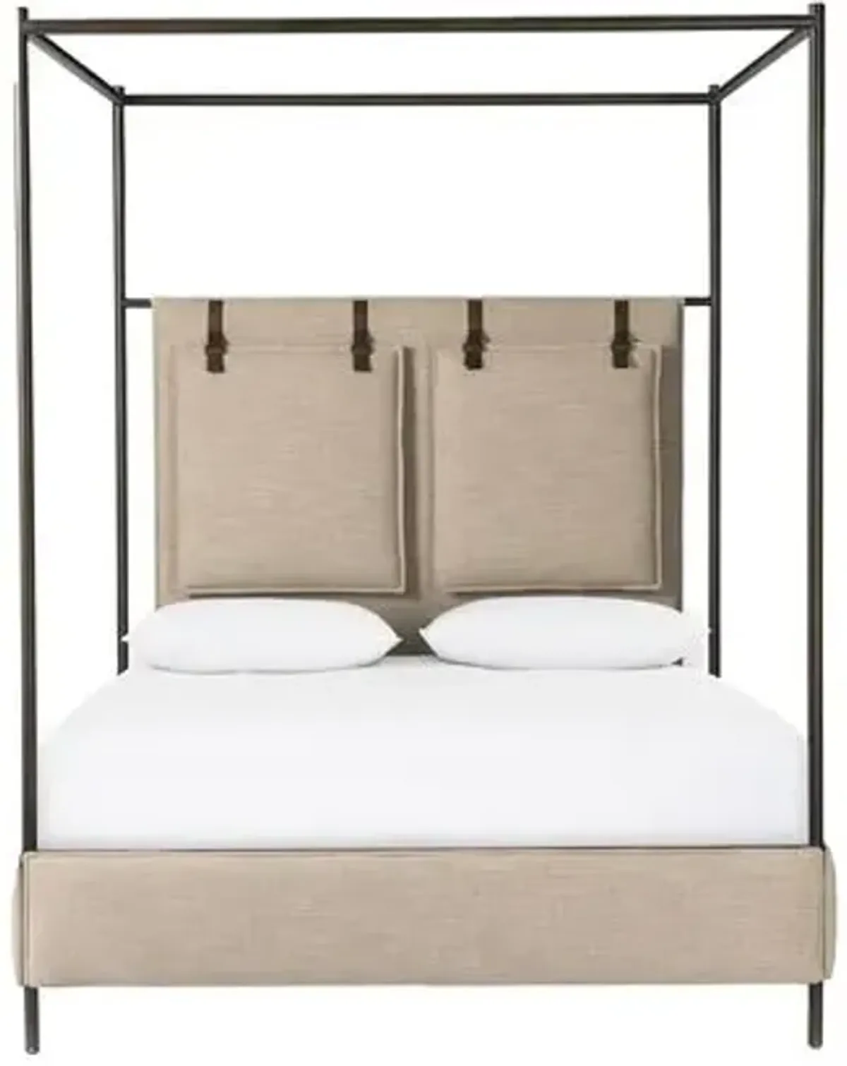 Malcolm Upholstered Canopy Bed - Beige