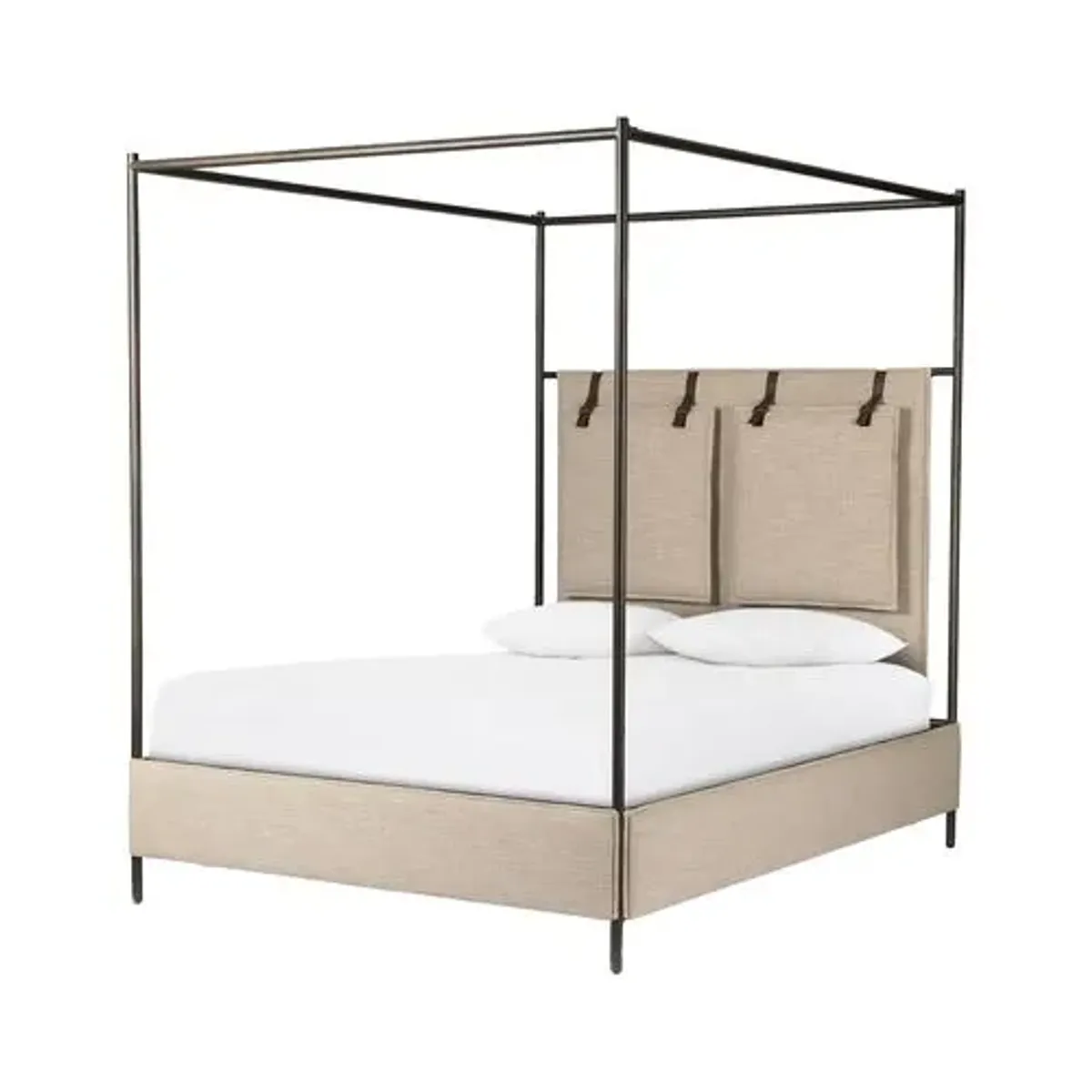 Malcolm Upholstered Canopy Bed - Beige