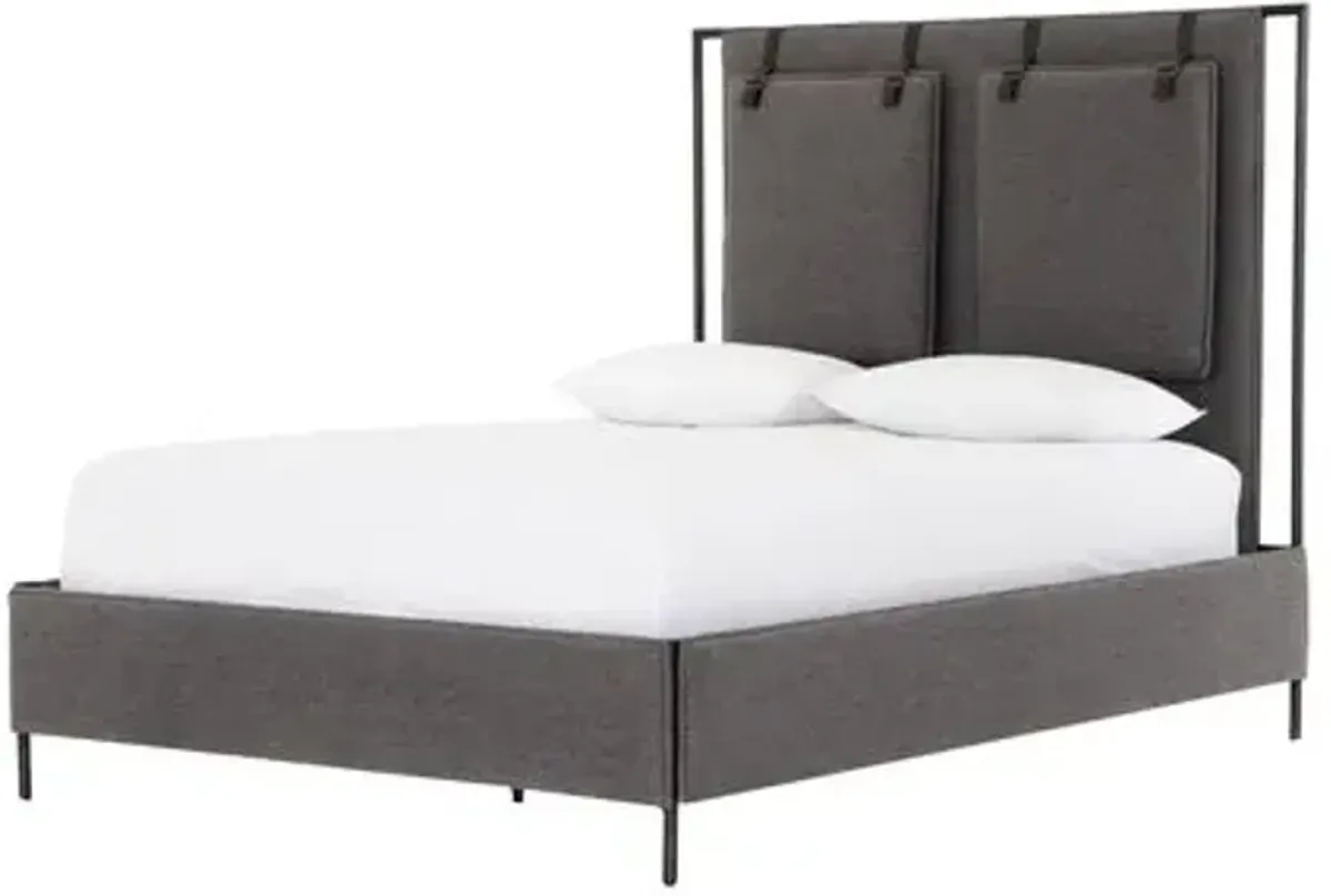 Malcolm Upholstered Bed - Gray