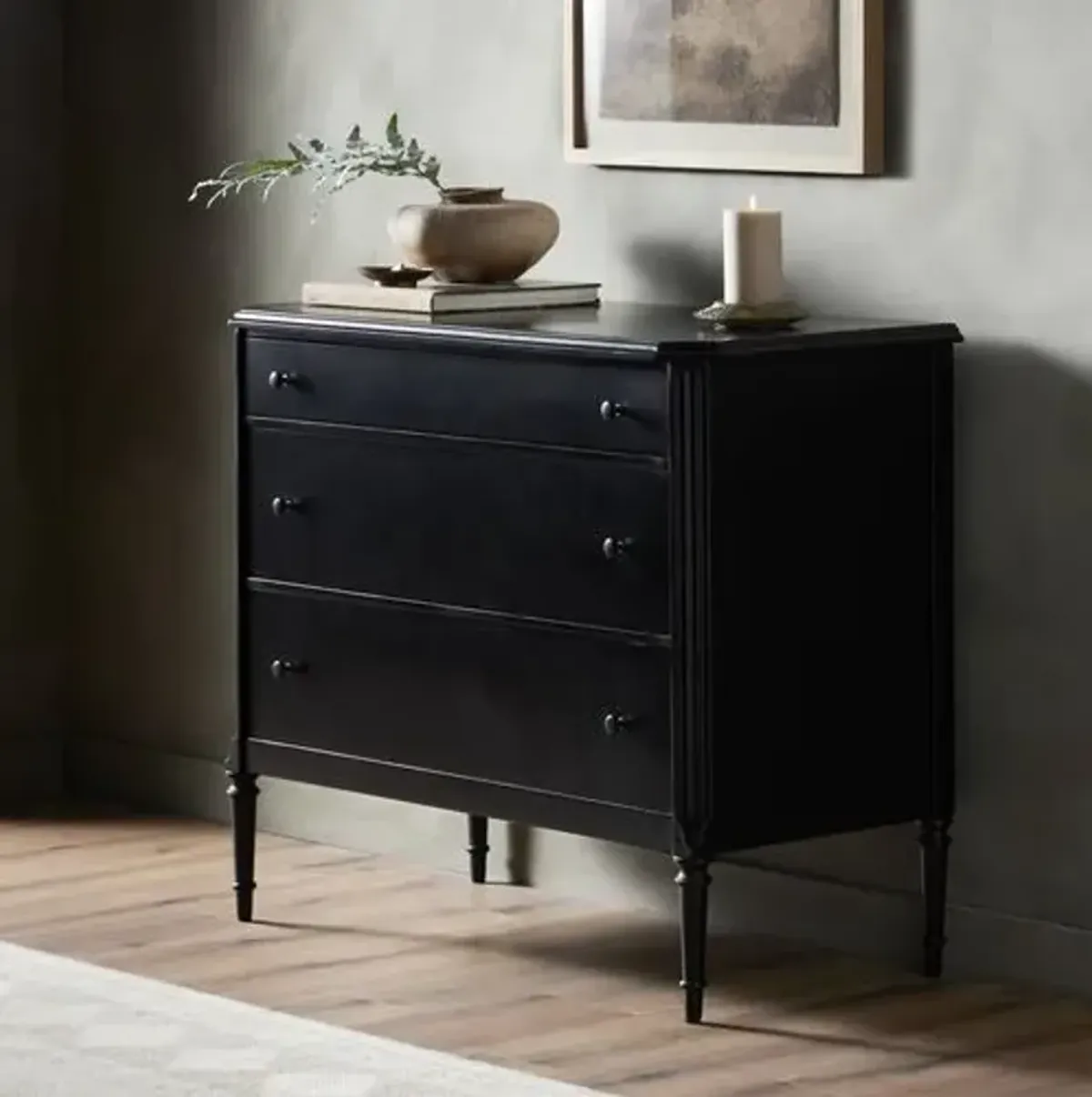 Malachi 3-Drawer Dresser - Black Iron