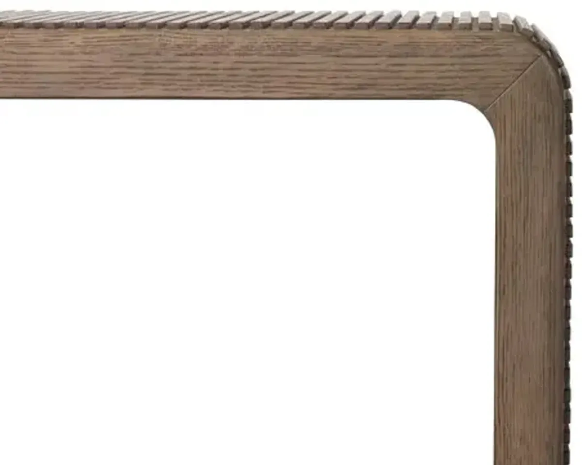 Maisie Reeded End Table - Rustic Grey - Gray