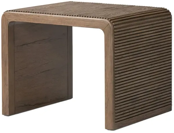 Maisie Reeded End Table, Rustic Grey