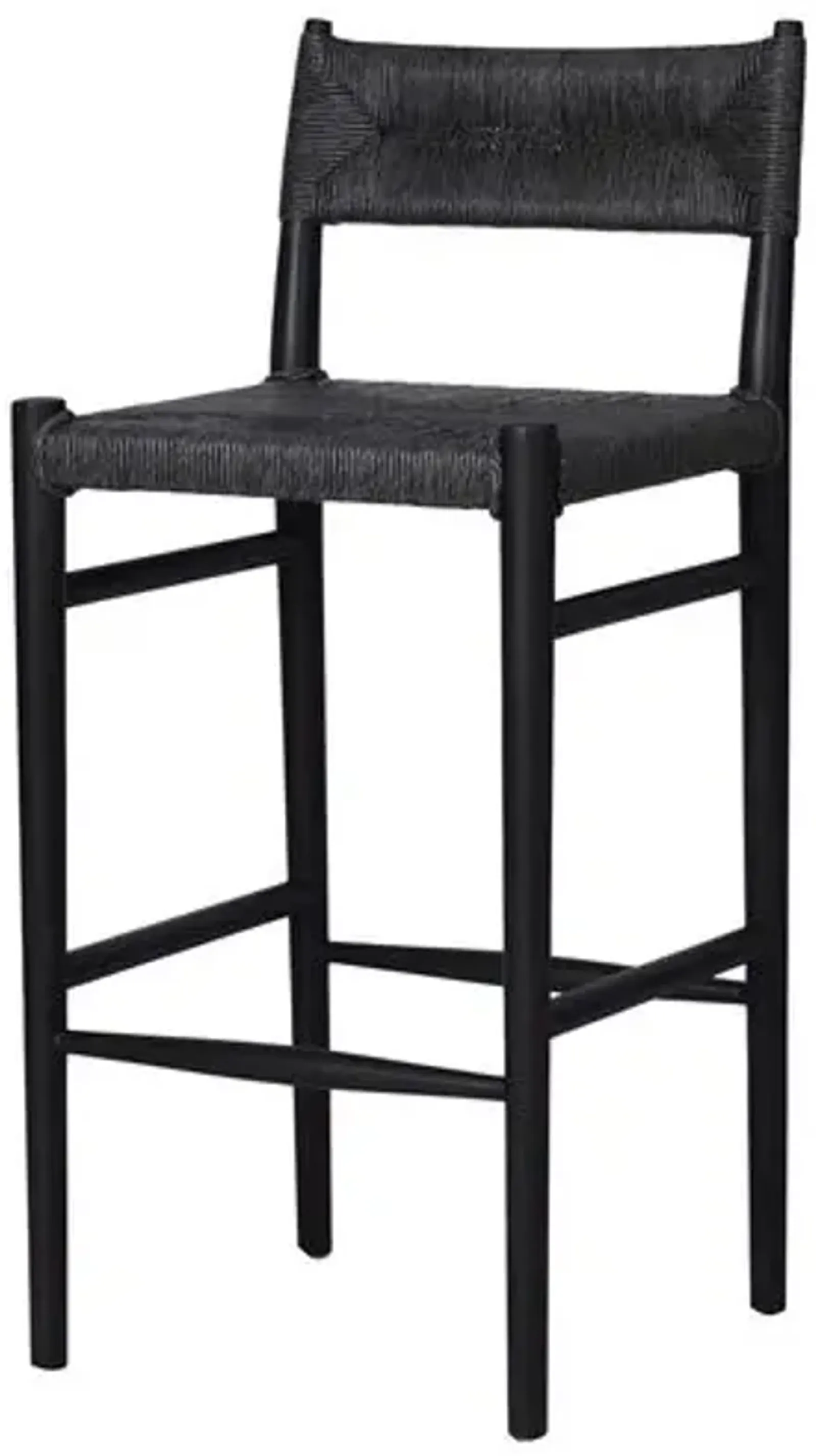 Mabel Outdoor Teak Barstool - Vintage Coal - Black