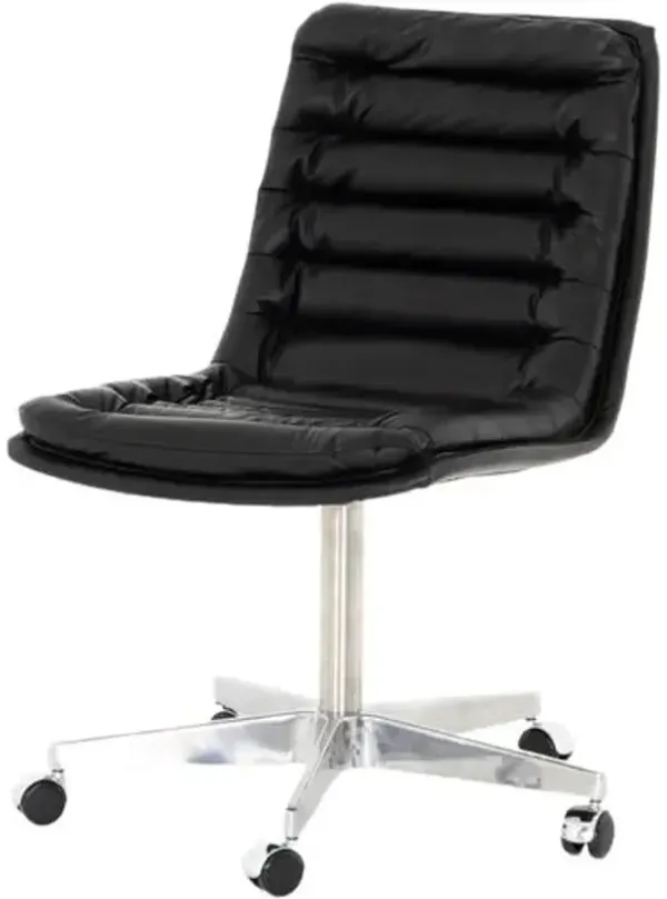 Lucille Leather Desk Chair - Black