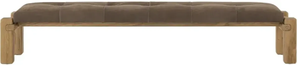 Louise Leather Accent Bench, Nubuck Cigar