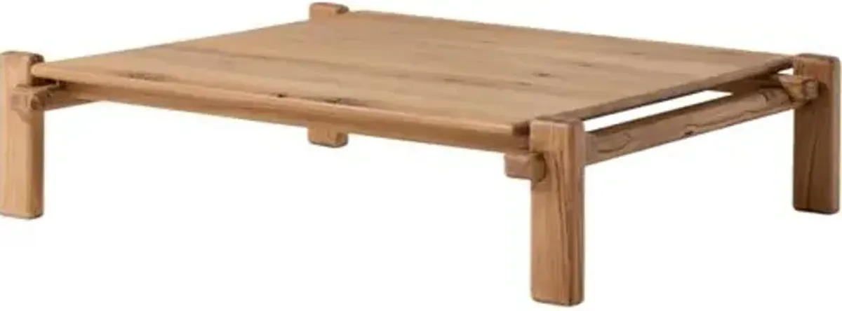 Louise Square Coffee Table - Natural Reclaimed French Oak - Brown