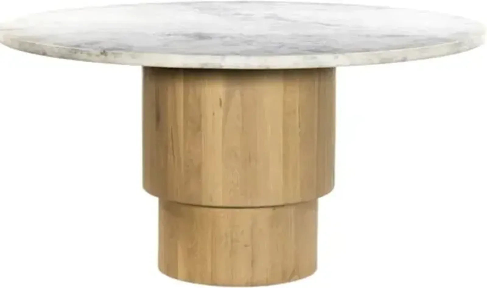 Lola 60" Round Dining Table - Light Blonde Oak/White Marble