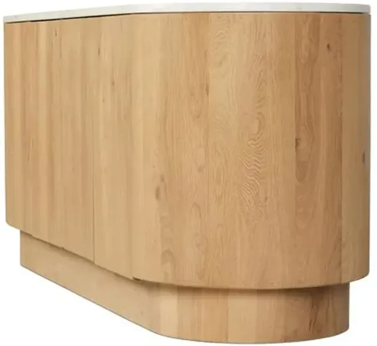 Lola Sideboard - Light Blonde Oak/White Marble - Brown