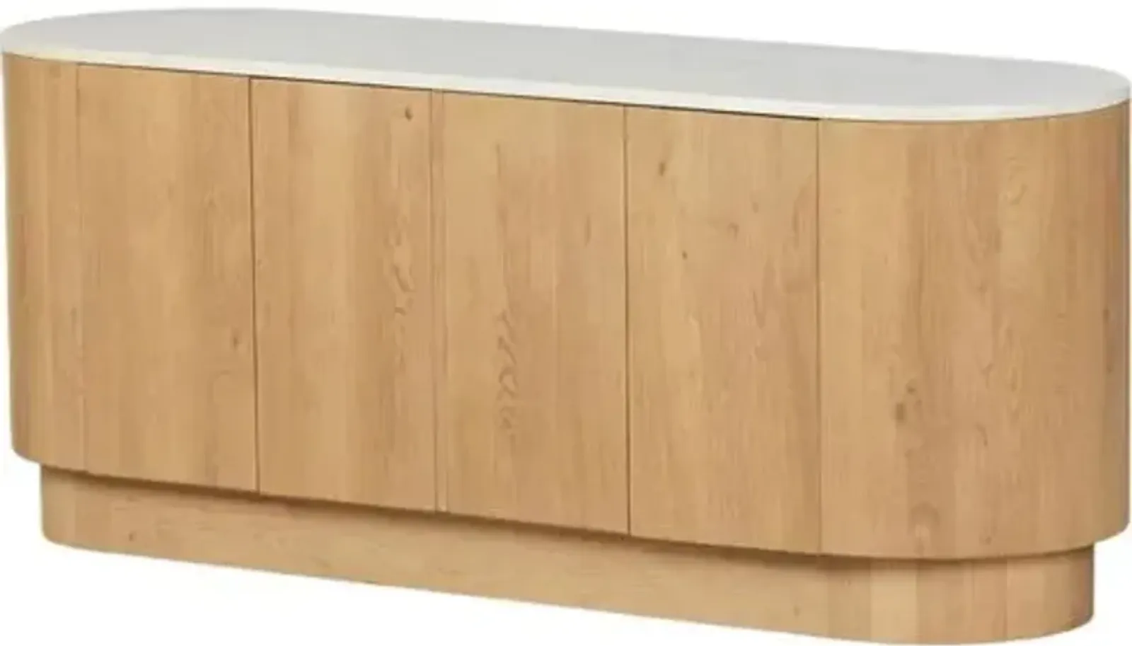 Lola Sideboard - Light Blonde Oak/White Marble - Brown