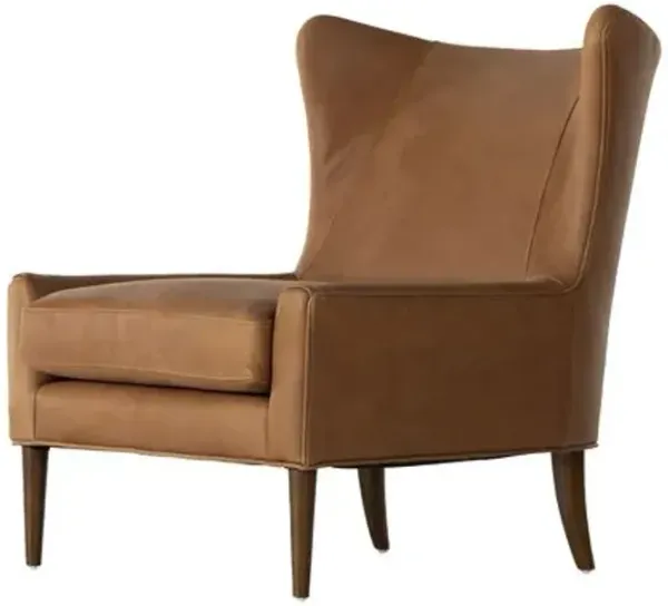 Linnea Wingback Leather Chair - Brown