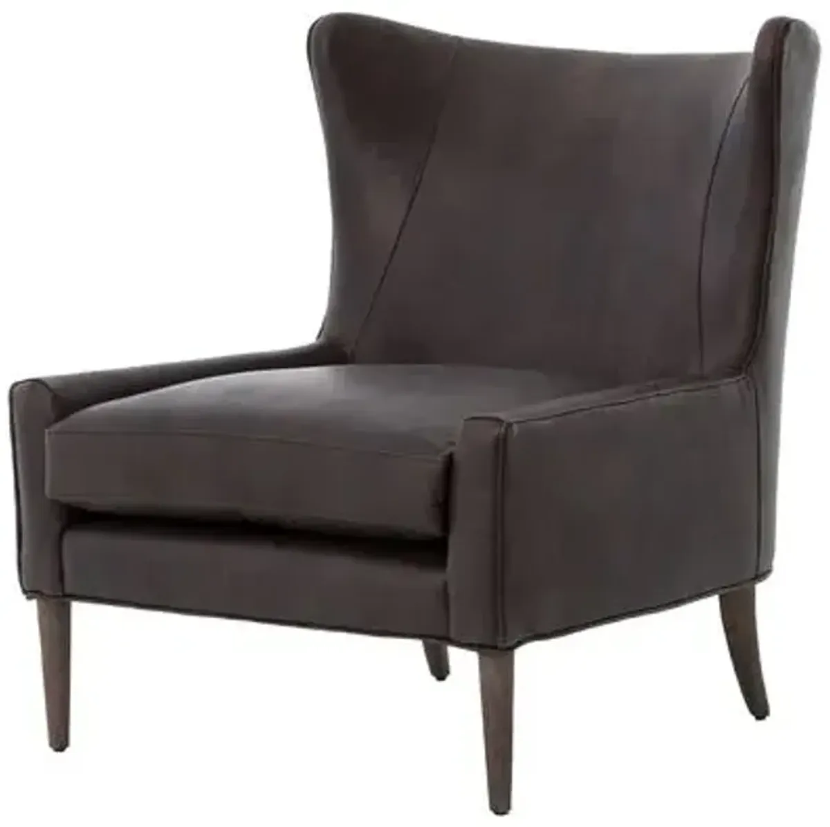 Linnea Wingback Leather Chair - Black