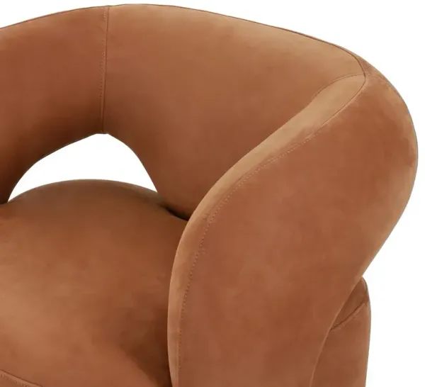 Leon Swivel Chair, Nubuck Cognac Leather