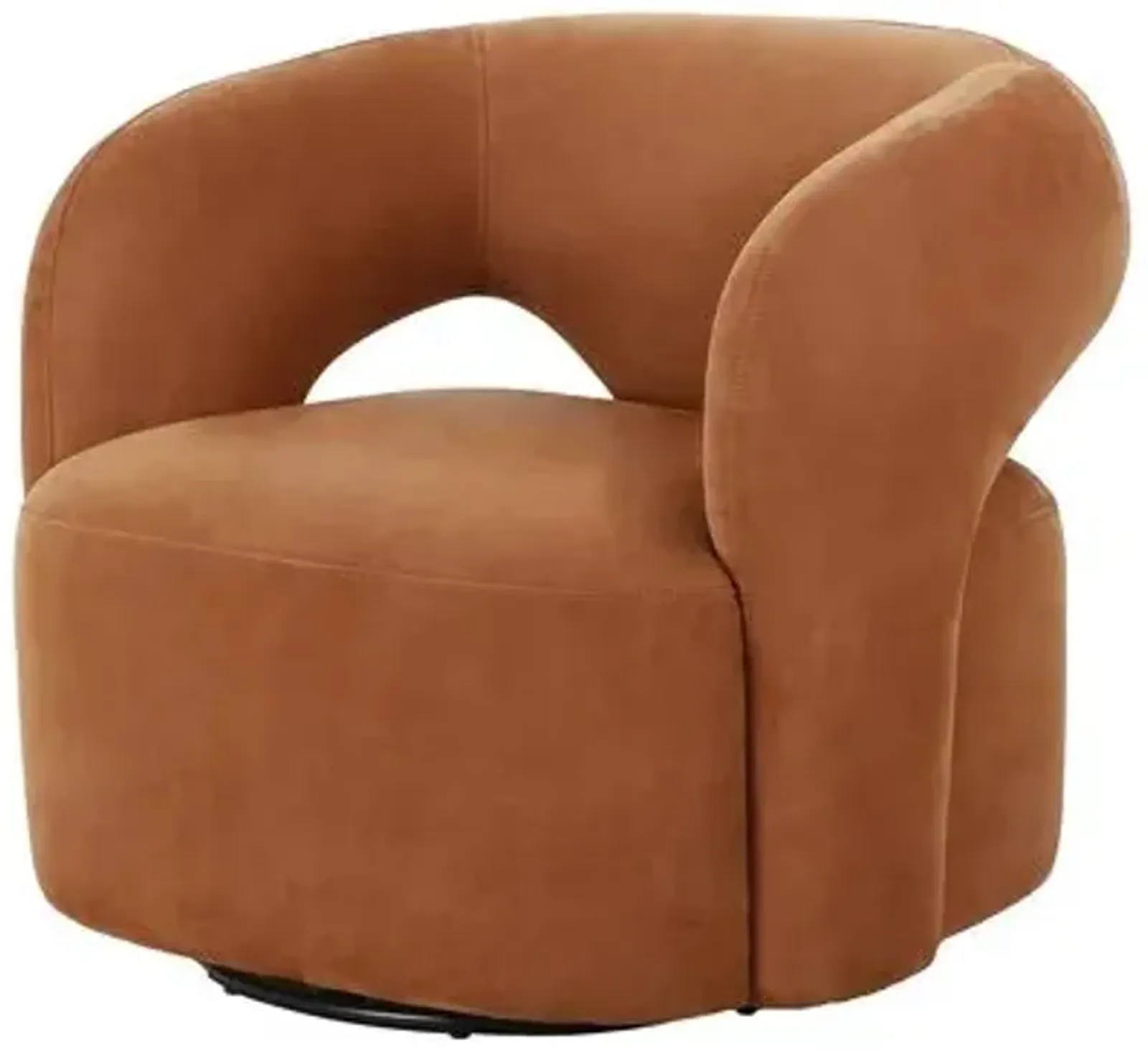 Leon Swivel Chair - Nubuck Cognac Leather