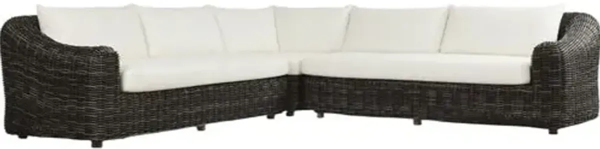 Makara Outdoor Teak 3 Piece Sectional - Venao Ivory