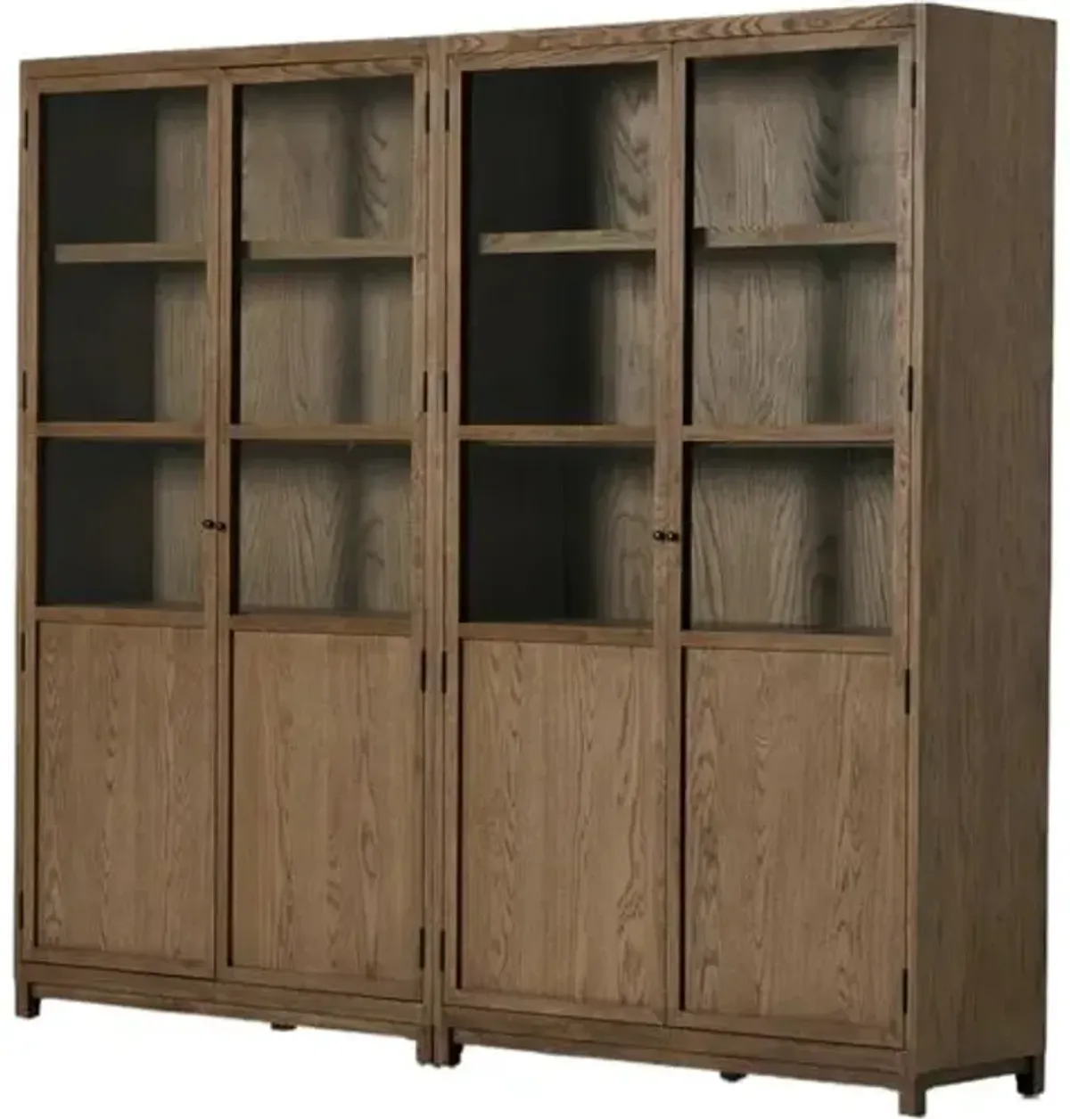 Laila Panel/Glass Door Double Cabinet - Drifted Oak - Brown