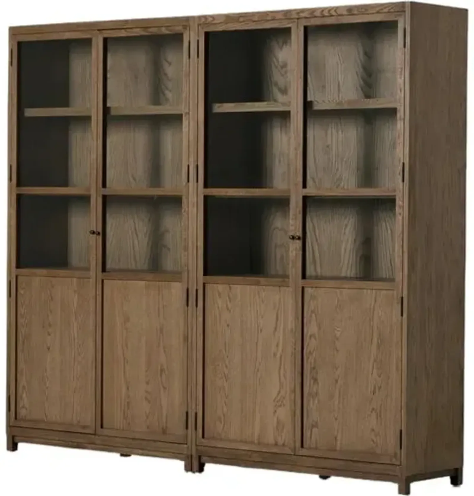 Laila Panel/Glass Door Double Cabinet - Drifted Oak - Brown